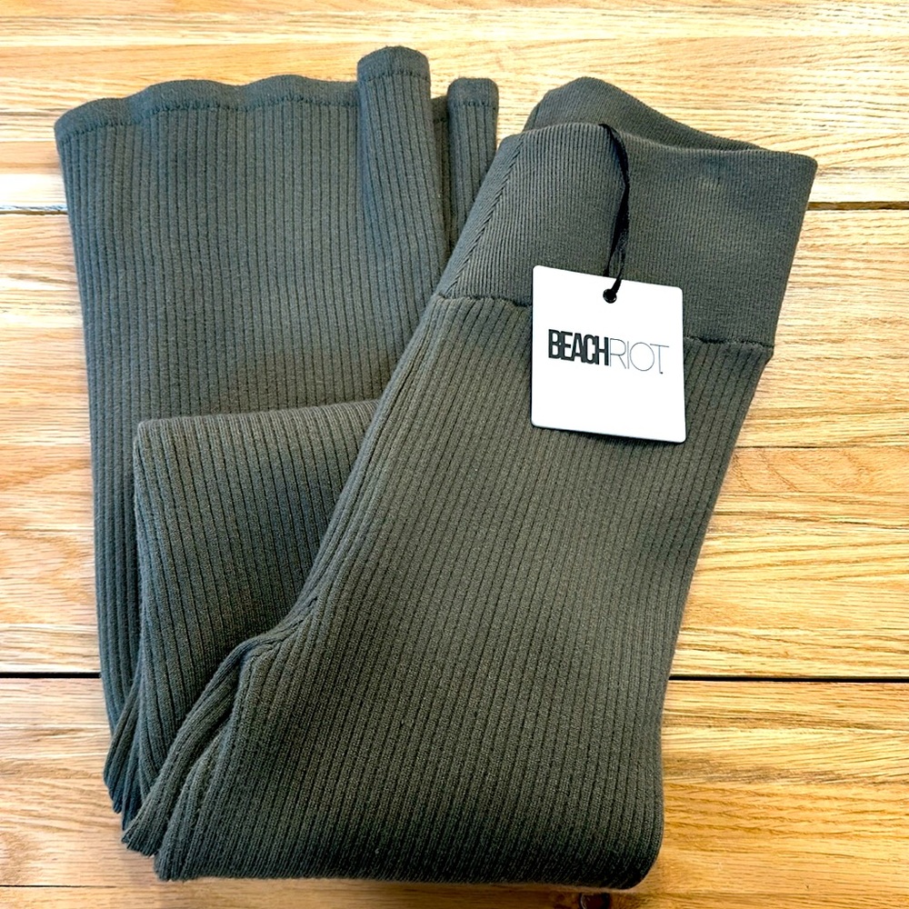 Beach Riot Olive Ribbed Pants